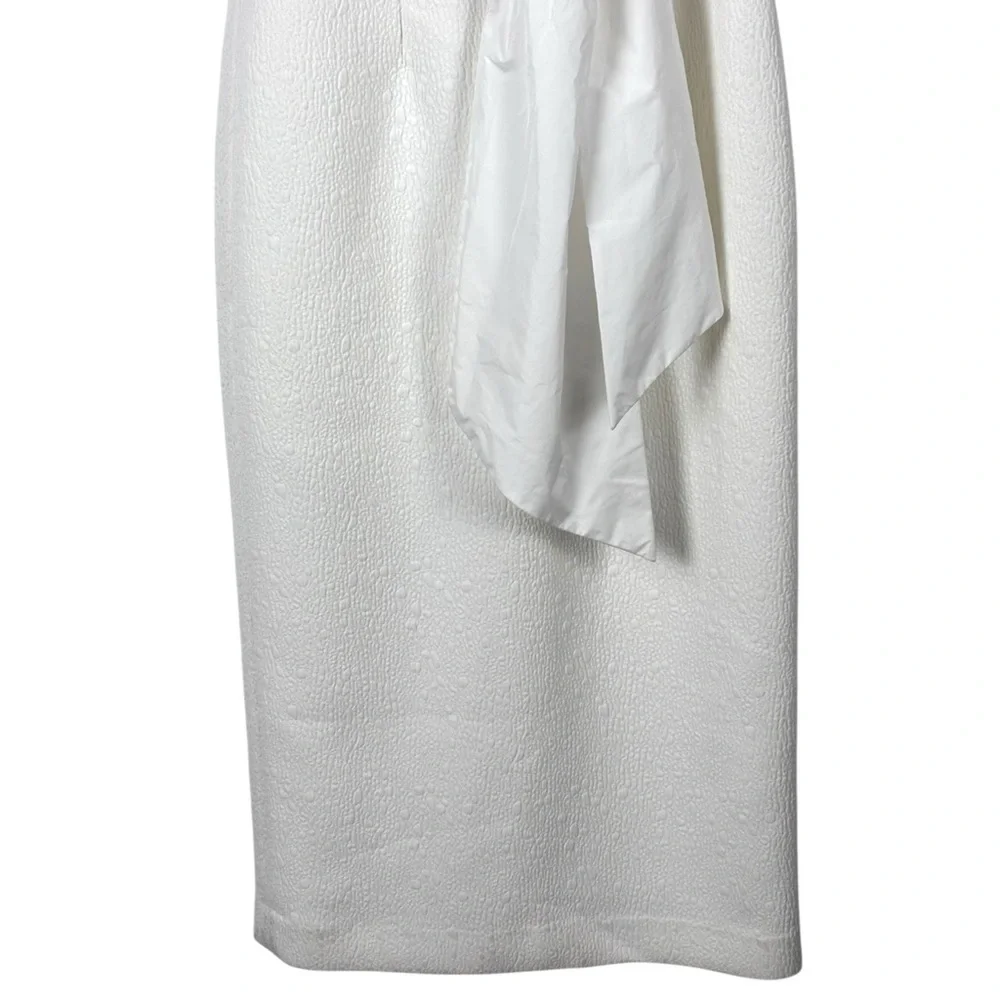 ANTHROPOLOGIE REBECCA VALLANCE GENEVIEVE BRIDAL BOW V-NECK SHEATH MIDI DRESS - Picture 10 of 17